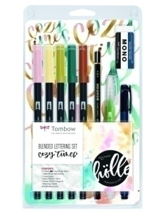 SET LETTERING TOMBOW COZY TIMES 5 ROT ABT DUAL BRUSH  1 PINCEL WATER BRUSH  1 LAPIZ GRAFITO   1 ROT CALIGRAFIA DURO Y BLANDO   1