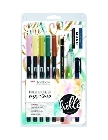 SET LETTERING TOMBOW COZY TIMES 5 ROT ABT DUAL BRUSH  1 PINCEL WATER BRUSH  1 LAPIZ GRAFITO   1 ROT CALIGRAFIA DURO Y BLANDO   1