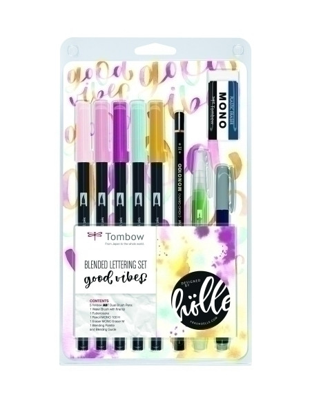 SET LETTERING TOMBOW GOOD VIVES 5 ROT ABT DUAL BRUSH  1 PINCEL WATER BRUSH  1 LAPIZ GRAFITO   1 ROT CALIGRAFIA DURO Y BLANDO   1