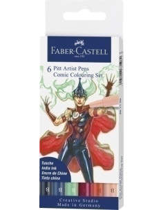 ROTULADOR FIBRA FABER-CASTELL PITT COMIC COLORES estuche de 6