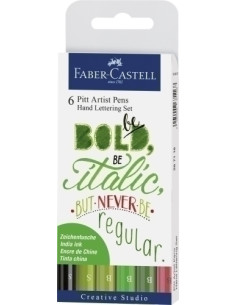 ROTULADOR FIBRA FABER-CASTELL PITT HAND LETTERING BOLSA DE 6