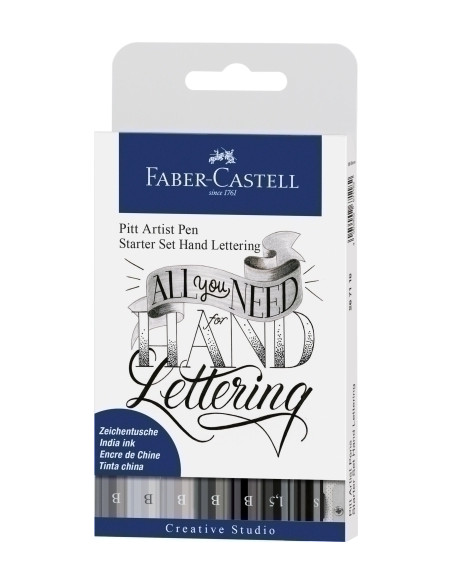 ROTULADOR FIBRA FABER-CASTELL PITT HAND LETTERING BOLSA DE 9
