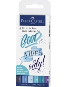 ROTULADOR FIBRA FABER-CASTELL PITT HAND LETTERING TONOS AZULES BOLSA DE 6