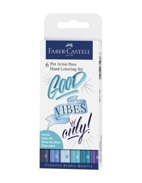 ROTULADOR FIBRA FABER-CASTELL PITT HAND LETTERING TONOS AZULES BOLSA DE 6