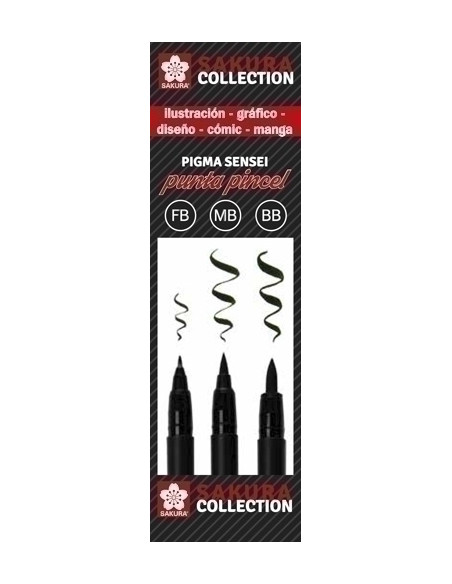 ROTULADOR FIBRA SAKURA PIGMA BRUSHPEN especial MANGA e ILUSTRACION FBMBBB ESTUCHE de 3