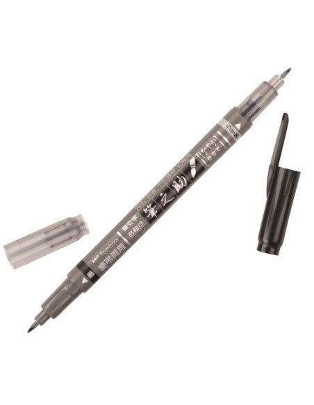ROTULADOR TOMBOW CALIGRAFIA FUDENOSUKE TWIN DOBLE PUNTA NEGROGRIS