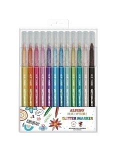 ROTULADOR FIBRA ALPINO COLOR EXPERIENCE GLITTER MARKER CAJA de 12