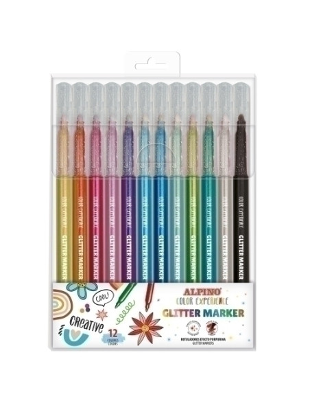 ROTULADOR FIBRA ALPINO COLOR EXPERIENCE GLITTER MARKER CAJA de 12
