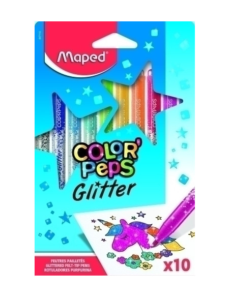 ROTULADOR FIBRA MAPED COLOR´PEPS GLITTER BLISTER de 10