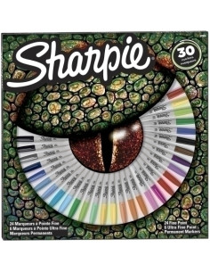 ROTULADOR PERMANENTE SHARPIE FINE&ULTRA FINE PACK LAGARTO CAJA REGALO DE 30 24x FINE SURTIDO  6x ULTRA FINE SURTIDO