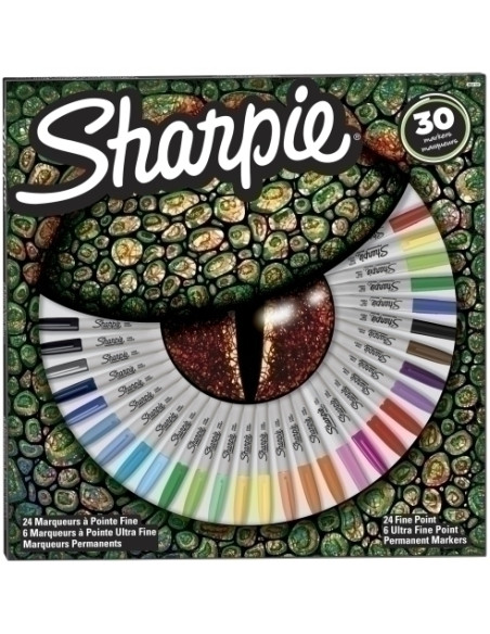 ROTULADOR PERMANENTE SHARPIE FINE&ULTRA FINE PACK LAGARTO CAJA REGALO DE 30 24x FINE SURTIDO  6x ULTRA FINE SURTIDO
