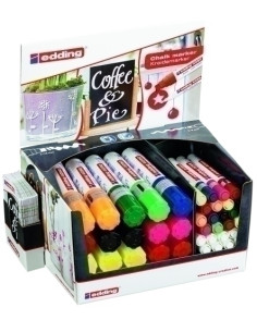 MARCADOR TIZA LIQUIDA EDDING EXPOSITOR de 44 WINDOW MARKER 20 uds4090 y 24 uds4095