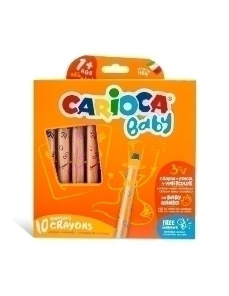 LAPICES de COLORES CARIOCA BABY 3 en 1 ESTUCHE DE 10 incluye sacapuntas