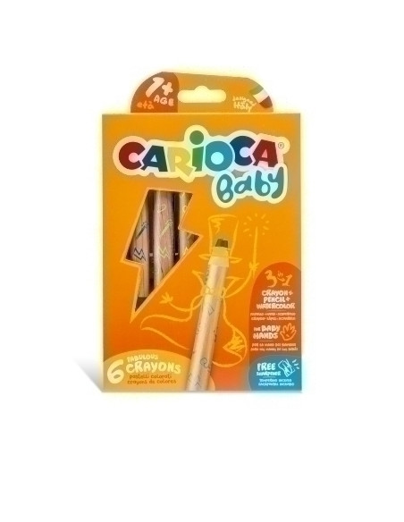 LAPICES de COLORES CARIOCA BABY 3 en 1 ESTUCHE DE 6 incluye sacapuntas