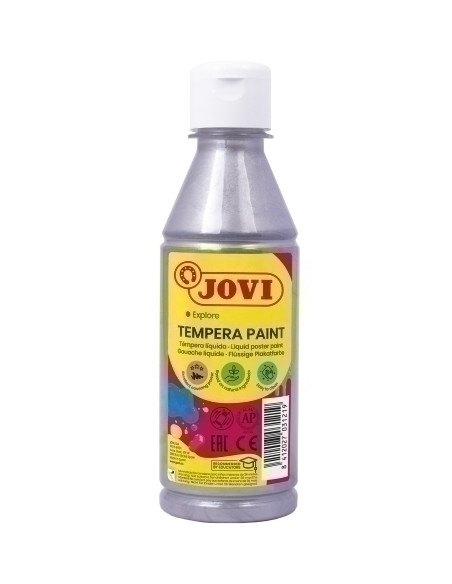 TEMPERA JOVI LIQUIDA  250 ml botella PLATA METALIZADO