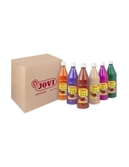 TEMPERA JOVI LIQUIDA 1000 ml botella SURTIDO COLORES SECUNDARIOS CAJA de 6 Naranja Magenta Carne Marron Verde Oscuro y Violeta