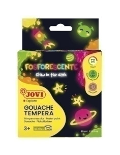 TEMPERA JOVI FOSFORESCENTE  55 ml bote ESTUCHE de 4 COLORES