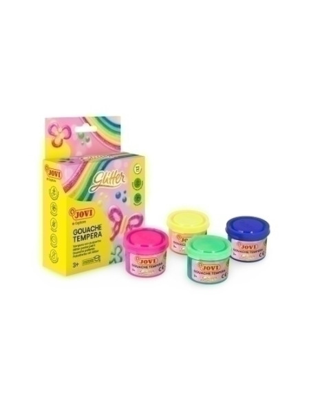 TEMPERA JOVI GLITTER  35 ml bote ESTUCHE de 4