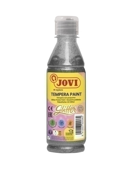 TEMPERA JOVI LIQUIDA GLITTER 250 ml botella PLATA