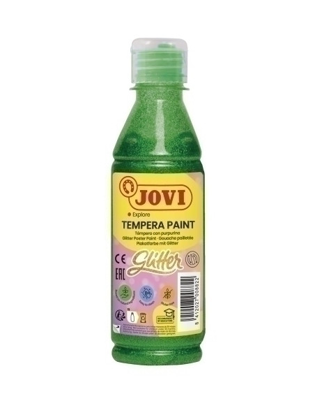 TEMPERA JOVI LIQUIDA GLITTER 250 ml botella VERDE