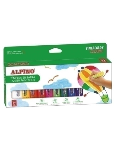 TEMPERA SOLIDA ALPINO PINTACOLOR ESTUCHE de 12 COLORES