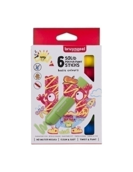 TEMPERA SOLIDA BRUYNZEEL COLORES BASICOS ESTUCHE de 6