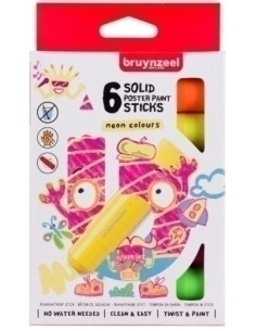 TEMPERA SOLIDA BRUYNZEEL COLORES NEON ESTUCHE de 6