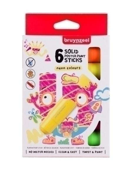 TEMPERA SOLIDA BRUYNZEEL COLORES NEON ESTUCHE de 6