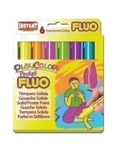 TEMPERA SOLIDA PLAYCOLOR FLUO POCKET 5Gr ESTUCHE de 6 COLORES
