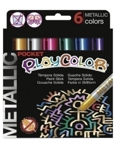 TEMPERA SOLIDA PLAYCOLOR METALLIC POCKET 5Gr ESTUCHE de 6 COLORES