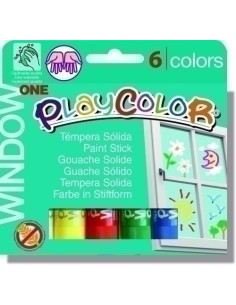 TEMPERA SOLIDA PLAYCOLOR ONE WINDOW 10Gr ESTUCHE de 6 COLORES
