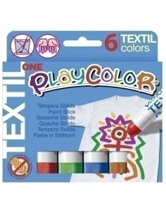TEMPERA SOLIDA PLAYCOLOR TEXTIL ONE 10Gr ESTUCHE de 6 COLORES
