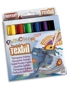 TEMPERA SOLIDA PLAYCOLOR TEXTIL POCKET 5Gr ESTUCHE de 6 COLORES