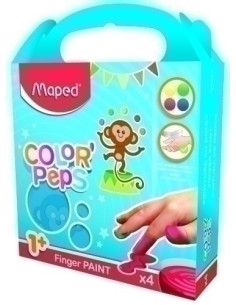 PINTURA de DEDOS MAPED CAJA DE 4 x 80g azulamarillorojoverde