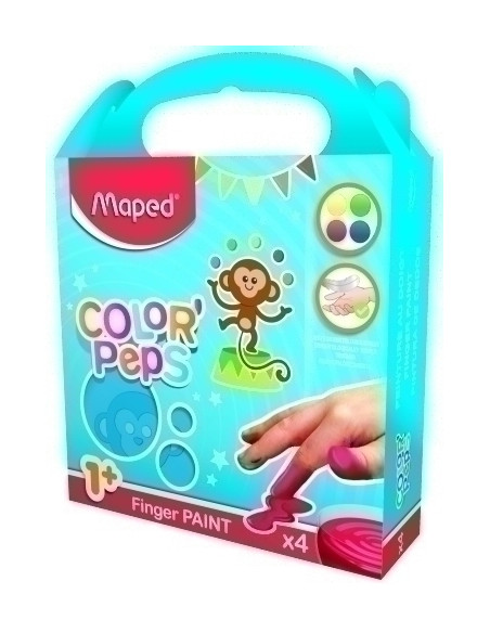 PINTURA de DEDOS MAPED CAJA DE 4 x 80g azulamarillorojoverde