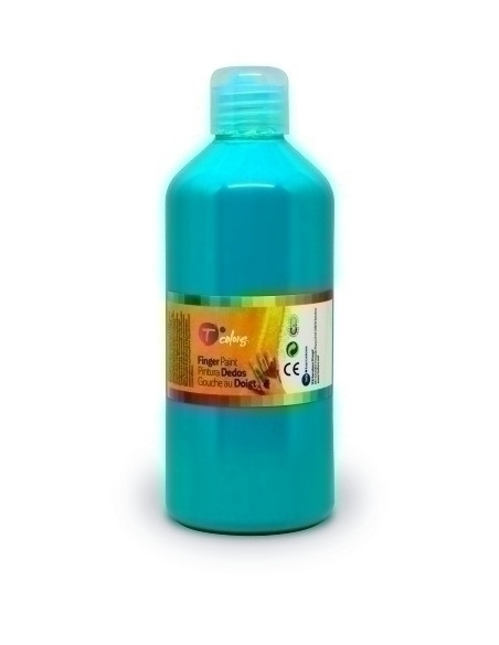 PINTURA de DEDOS TCOLORS 500 ml botella CIAN