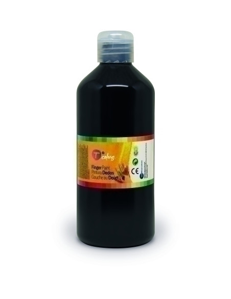 PINTURA de DEDOS TCOLORS 500 ml botella NEGRO