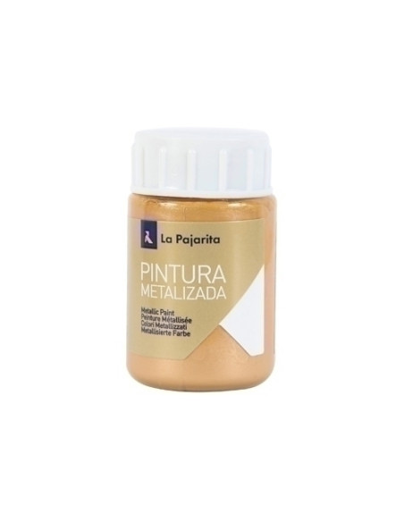 PINTURA LATEX LA PAJARITA METALIZADA 35 ml bote ORO DUCADO ME-04