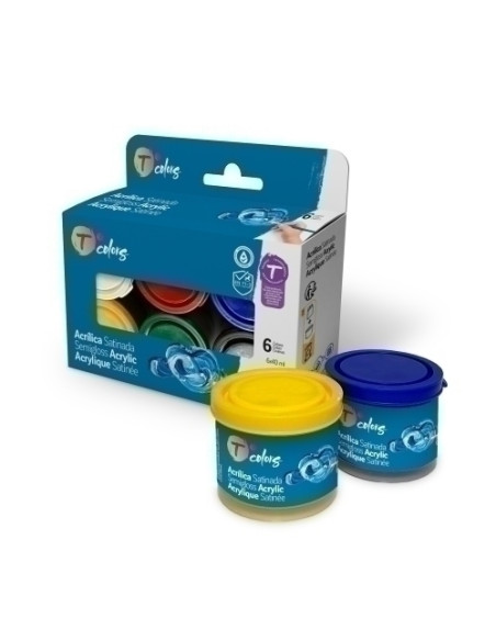 PINTURA ACRILICA TCOLORS 40 ml ESTUCHE SURTIDO de 6