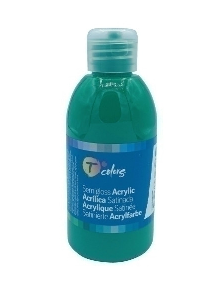PINTURA ACRILICA TCOLORS 250 ml botella VERDE