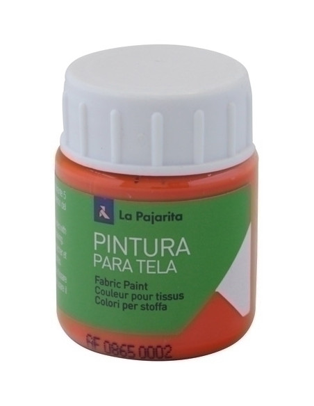 PINTURA para TELA LA PAJARITA 25 ml bote ANARANJADO T-14