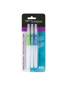PINCEL DE AGUA TOMBOW WATER BRUSH SURTIDO BLISTER DE 3 punta fina media y plana
