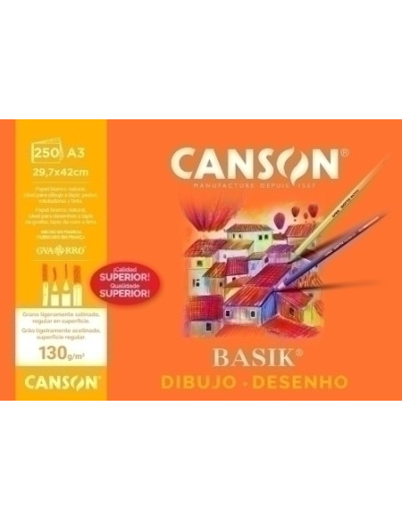 LAMINA GUARRO-CANSON DIBUJO BASIK 130g A3 LISA L330N