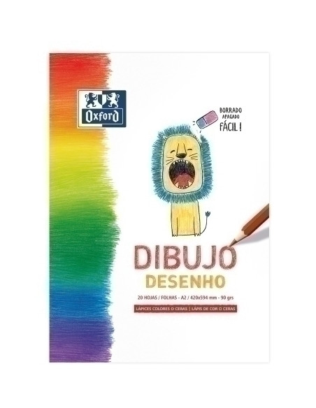 BLOC DE DIBUJO OXFORD KIDS ENCOLADO LISO A2 90g 20h