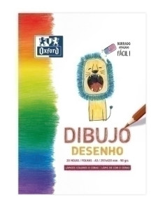 BLOC DE DIBUJO OXFORD KIDS ENCOLADO LISO A3 90g 20h