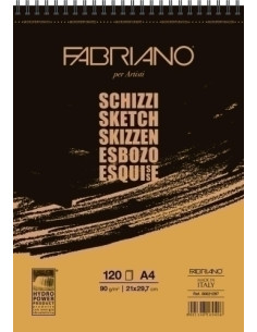 BLOC DE DIBUJO FABRIANO ESBOZO CON ESPIRAL LISO PAPEL MARFIL A4 90g 60h