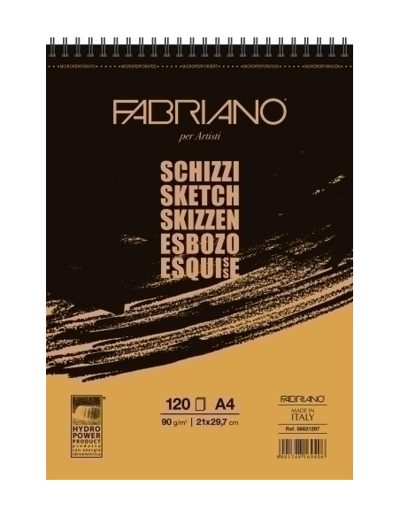 BLOC DE DIBUJO FABRIANO ESBOZO CON ESPIRAL LISO PAPEL MARFIL A4 90g 60h