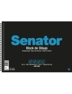 BLOC DE DIBUJO SENATOR CON ESPIRAL LISO A3 150g 20h