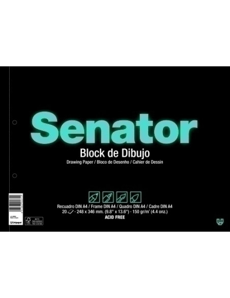 BLOC DE DIBUJO SENATOR CON ESPIRAL LISO F PROLONGADO 150g 20h