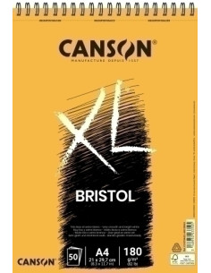 BLOC DE DIBUJO CANSON XL BRISTOL CON ESPIRAL LISO A4 180g 50h